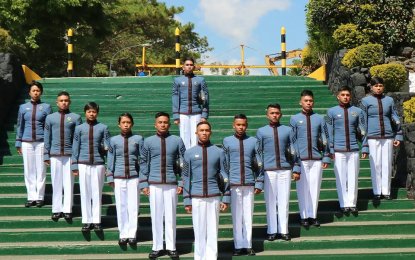 <p><strong>PMA GRADS 2018.</strong> Cadet Jaywardene Balilea Hontoria (6th from left) of Pavia Iloilo leads the Philippine Military Academy's ‘Alab Tala’ Class of 2018 who will graduate on Sunday (March 18, 2018). The graduating class is composed of 282 members, of which 207 male and 75 female. Photo shows this year's top graduates. From left, C1CL Micah Reynaldo, C1CL Paolo Briones, C1CL Jezairah Buenaventura, C1CL Leonore Japitan, C1CL Ricardo Liwaden, C1CL Jun-Jay Castro, C1CL Mark Jantzen Dacillo, C1CL Jessie Laranang, C1CL Jayson Cimatu, C1CL Jasm Marie Alcoriza (rightmost), and C1CL Christian Michael Peña (solo at back). <em>(File photo by Pamela Mariz Geminiano)</em></p>